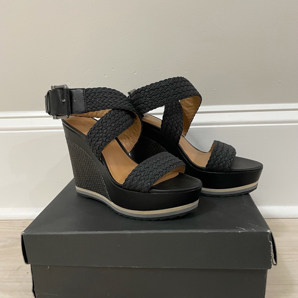 Nine West Black Wedge Espadrilles - Size 7.5